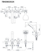 Ban ve ky thuat Voi sen xa bon tam TOTO TBG08202A gan bon 4 lo