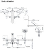 Ban ve ky thuat Voi sen xa bon tam TOTO TBG10202A gan bon 4 lo