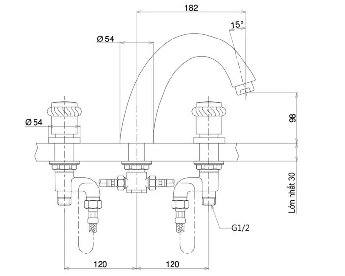 Ban ve ky thuat Voi sen xa bon tam TOTO TX430SRYRN gan bon 3 lo