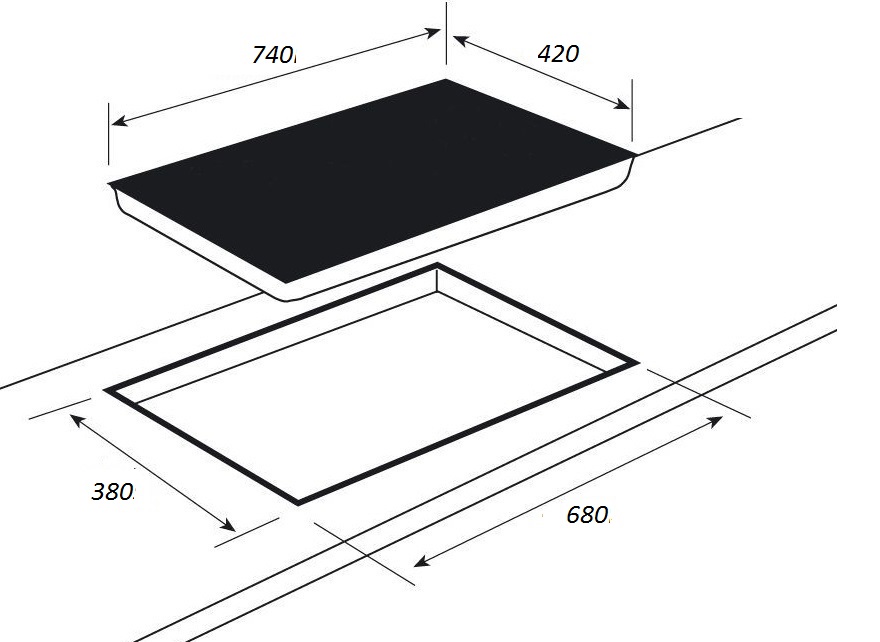 Bản vẽ kích thước Bếp từ đôi FASTER FS 8899I Plus