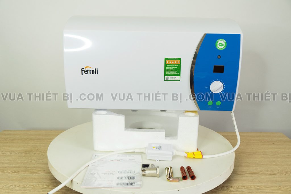 Binh nong lanh Ferroli Verdi AE 15L 20L 30L lit ngang gian tiep 2500w 6