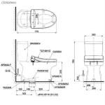 Bon cau 2 khoi TOTO CS350DW11 nap rua dien tu TCF4911Z 1