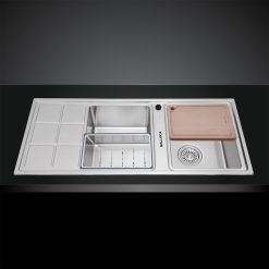 Chau rua bat Inox MALLOCA MS 8815L 2 ho ban trai