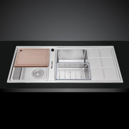 Chau rua bat Inox MALLOCA MS 8815R 2 ho ban phai