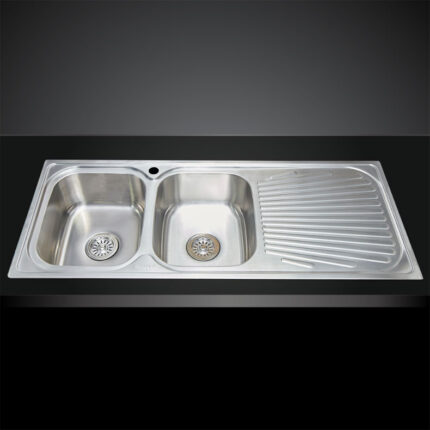 Chau rua bat Inox Malloca MS 1026R 2 ho 1 ban phai