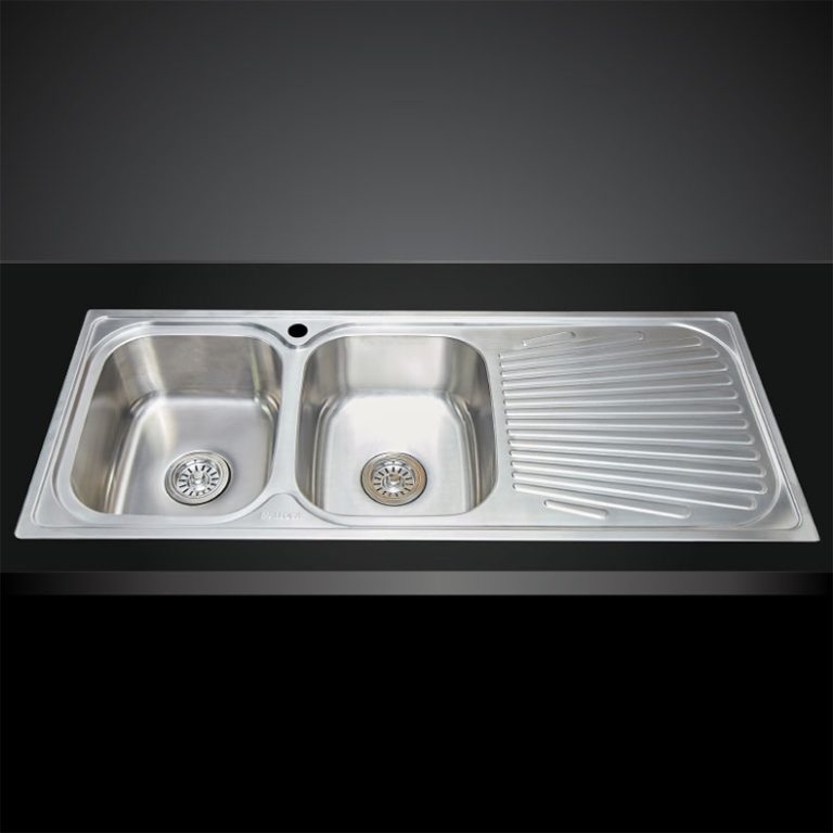 Chau rua bat Inox Malloca MS 1026R 2 ho 1 ban phai