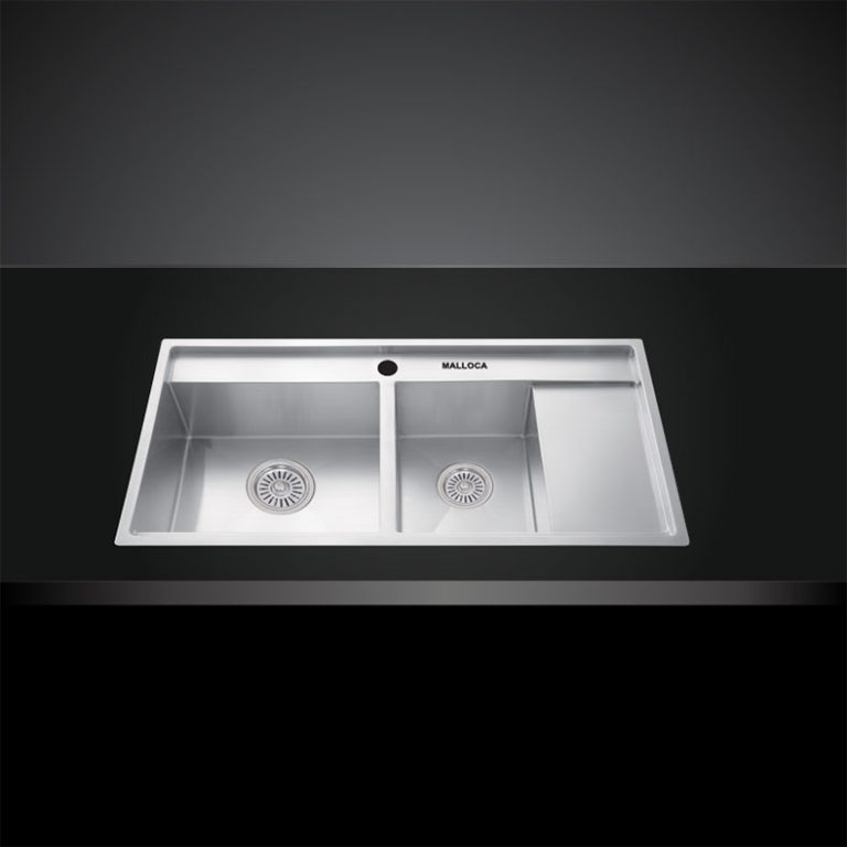 Chau rua bat Inox Malloca MS 6305 2 ho ban phai