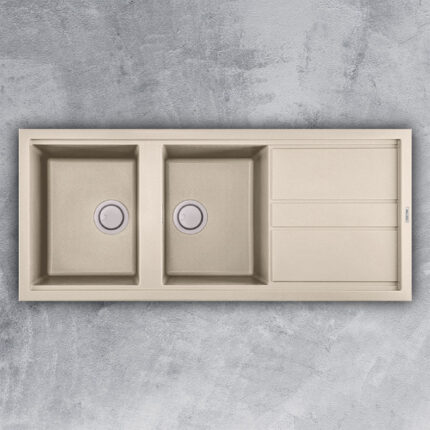 Chậu rửa bát đá Malloca BIANCO G-50062 2 hố 1 bàn