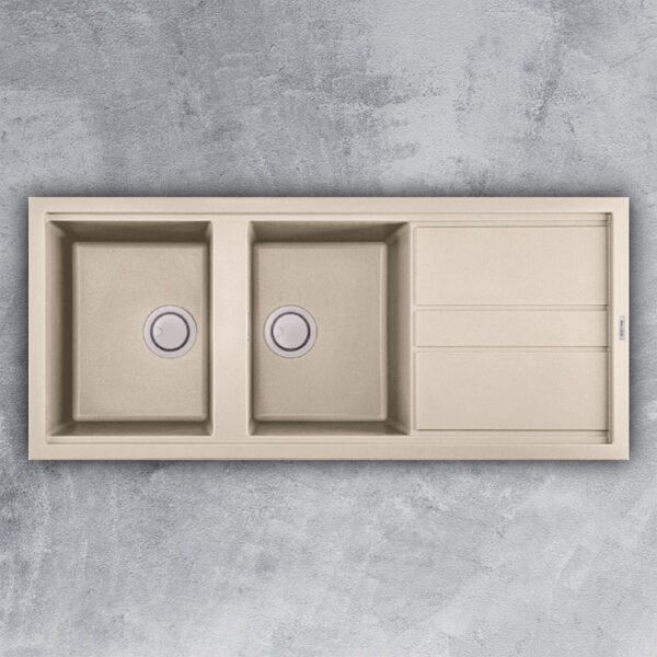 Chậu rửa bát đá Malloca BIANCO G-50062 2 hố 1 bàn