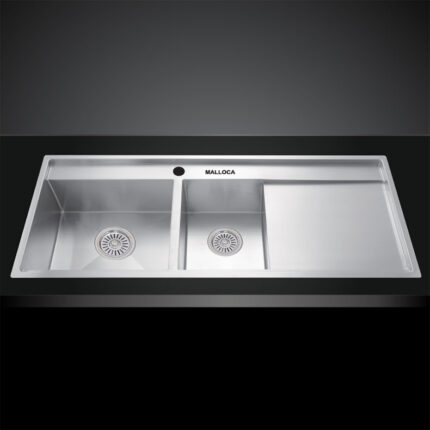 Chau rua bat inox Malloca MS 6306 2 ho ban phai