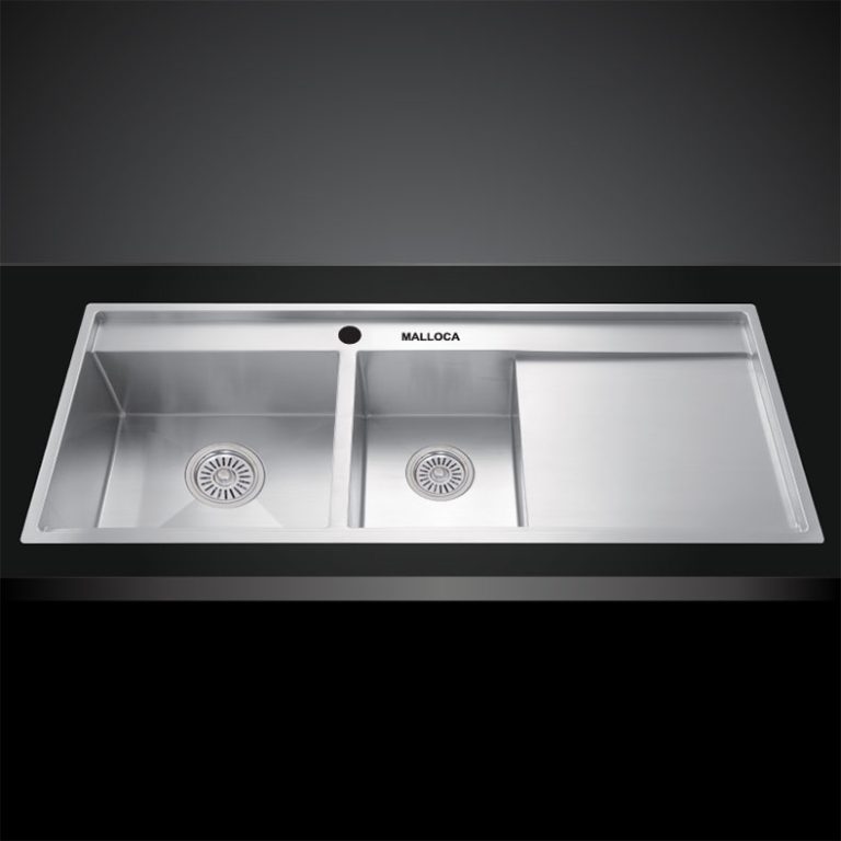 Chau rua bat inox Malloca MS 6306 2 ho ban phai