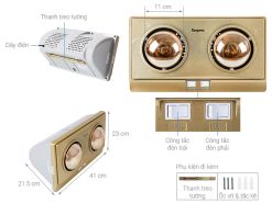 Den suoi Kangaroo KG247V treo tuong 2 bong