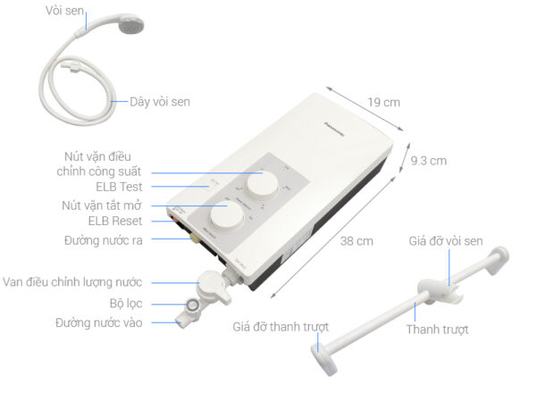 Máy nước nóng trực tiếp PANASONIC DH 3RL2VH không bơm 3500W (1)