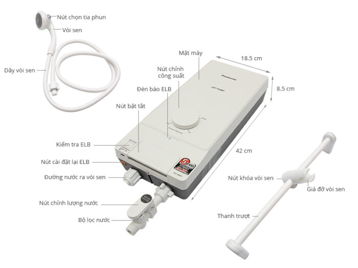 Máy nước nóng trực tiếp PANASONIC DH 4MP1VW có bơm 4500W (1)