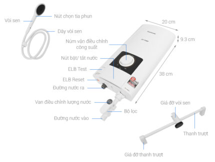 Máy nước nóng trực tiếp PANASONIC DH 4NP1VW có bơm 4500W (1)