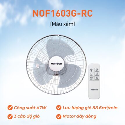 Quạt đảo trần NANOCO NOF1603G RC xám (2)