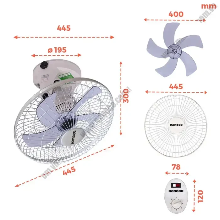 Quạt đảo trần NANOCO NOF1609 trắng (4)
