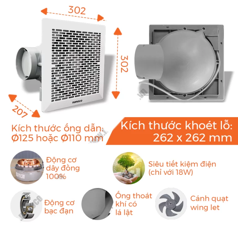 Quạt hút NANOCO NCV2020 C âm trần (2)