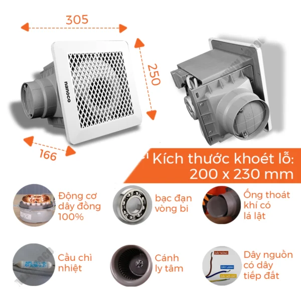 Quạt hút NANOCO NFV2021 âm trần (2)