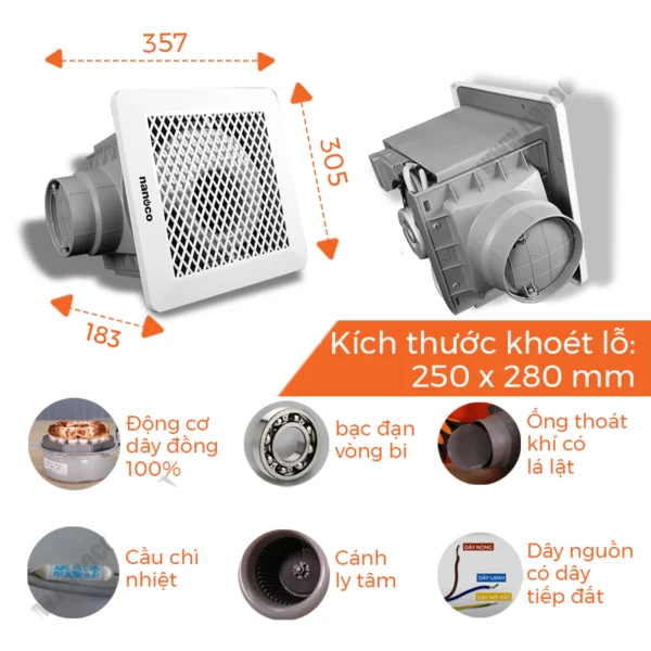 Quạt hút NANOCO NFV2521 âm trần (2)