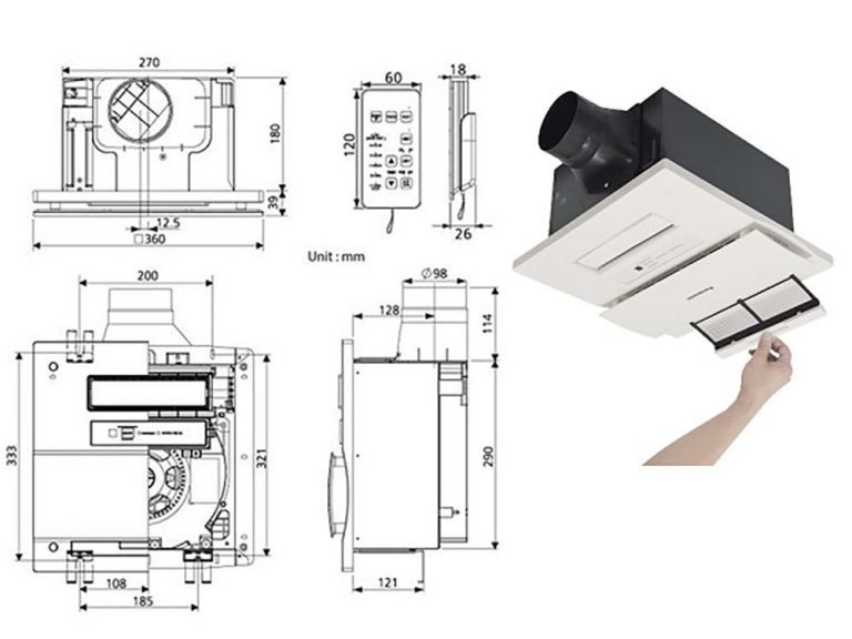 Quạt hút PANASONIC FV 30BG3 kết hợp sưởi điều khiển từ xa (3)