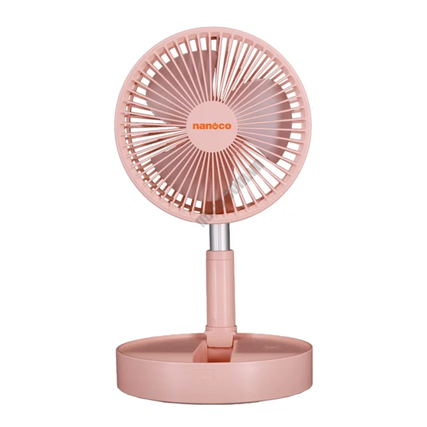Quạt sạc NANOCO NFF1617P hồng gấp