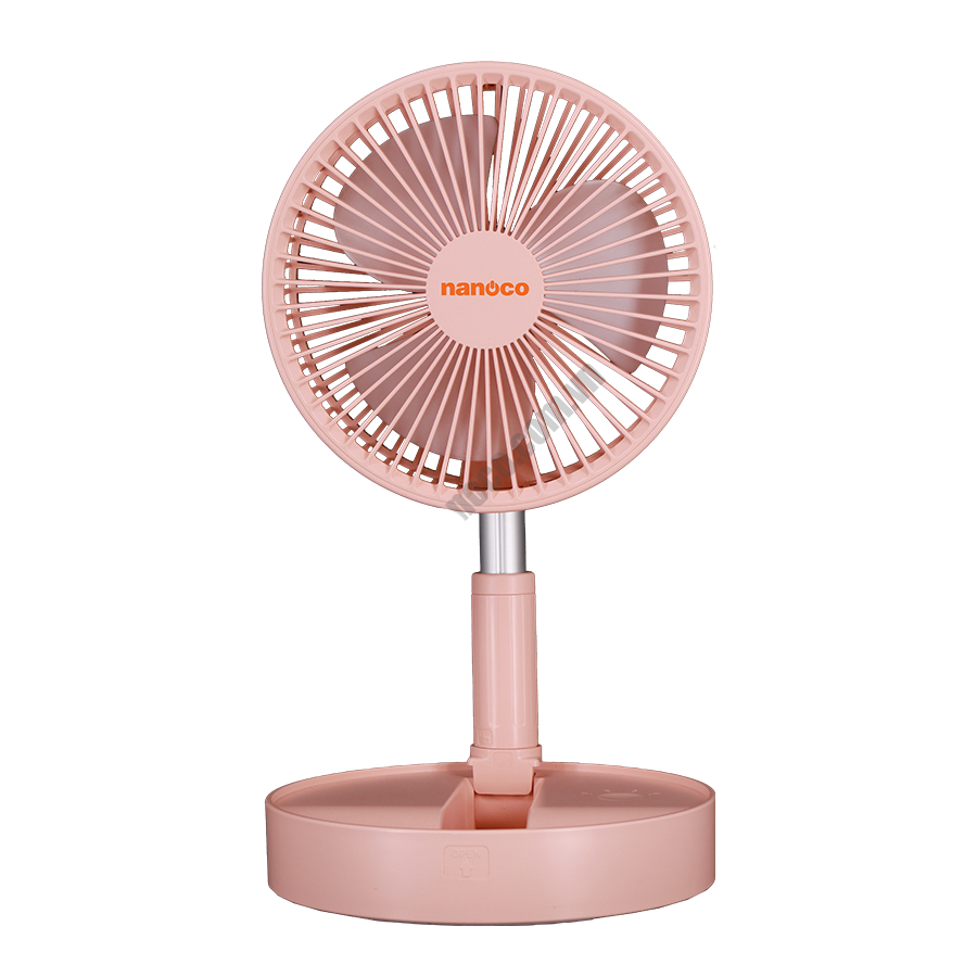 Quạt sạc NANOCO NFF1617P hồng gấp