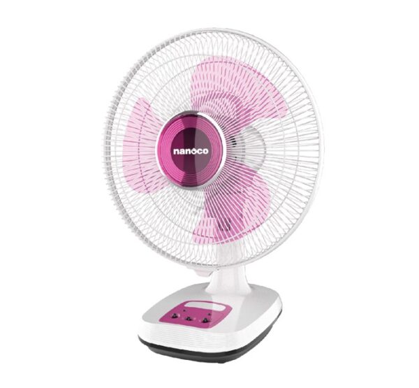 Quạt sạc NANOCO NRF1202P hồng đặt bàn