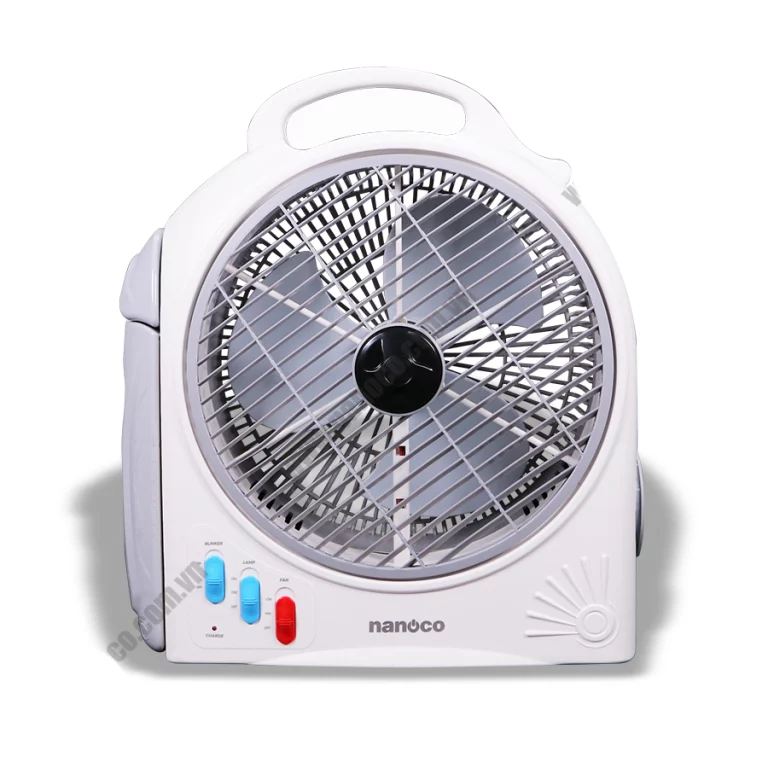 Quạt sạc NANOCO NRF1277 trắng hộp