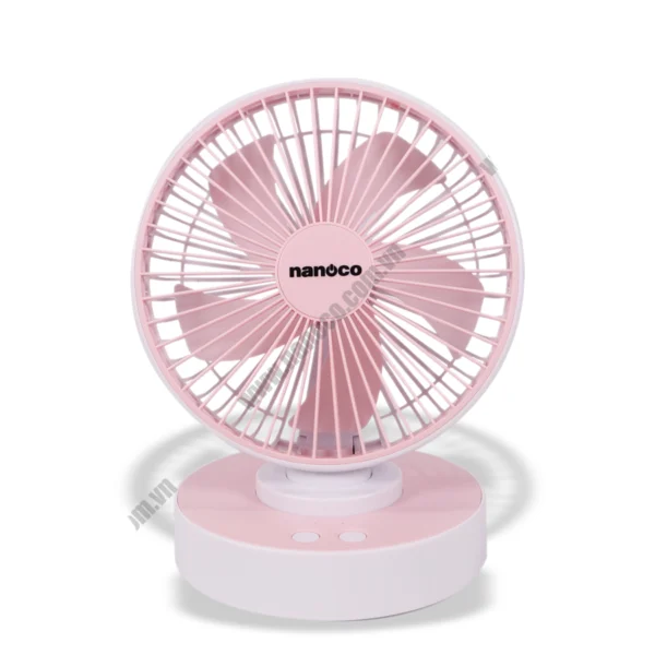 Quạt sạc NANOCO NRF6215P hồng