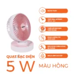 Quạt sạc NANOCO NRF6215P hồng (3)