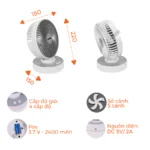 Quạt sạc NANOCO NRF6215W trắng (4)