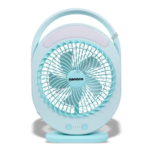 Quạt sạc NANOCO NRF6310B xanh đèn led