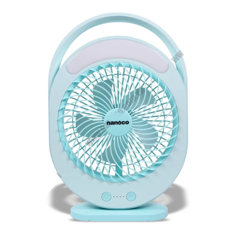 Quạt sạc NANOCO NRF6310B xanh đèn led