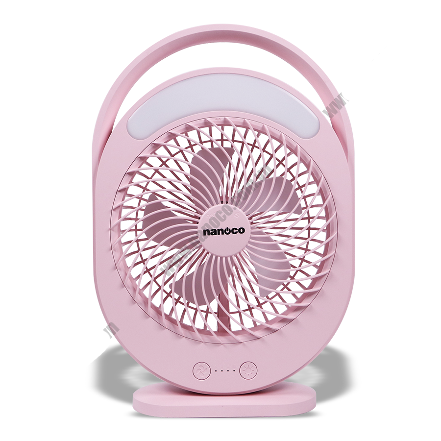 Quạt sạc NANOCO NRF6310P hồng đèn led