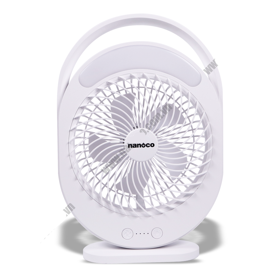 Quạt sạc NANOCO NRF6310W trắng đèn led