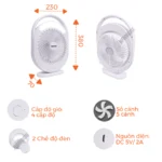 Quạt sạc NANOCO NRF6310W trắng đèn led (4)