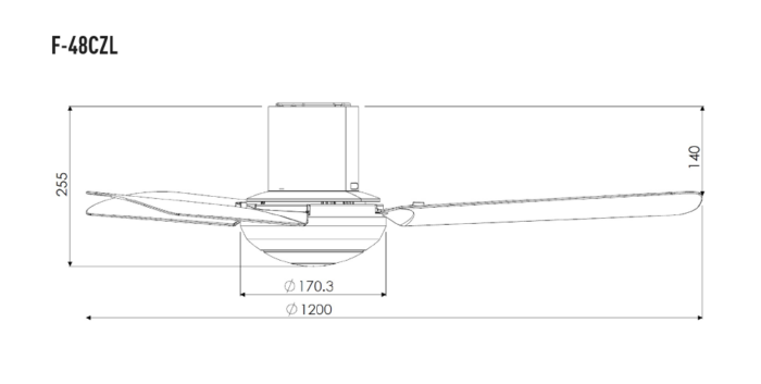 Quạt trần Panasonic F 48CZL 3 cánh trắng điều khiển (2)