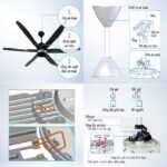 Quạt trần Panasonic F 70ZBP 6 cánh trắng đen điều khiển (3)