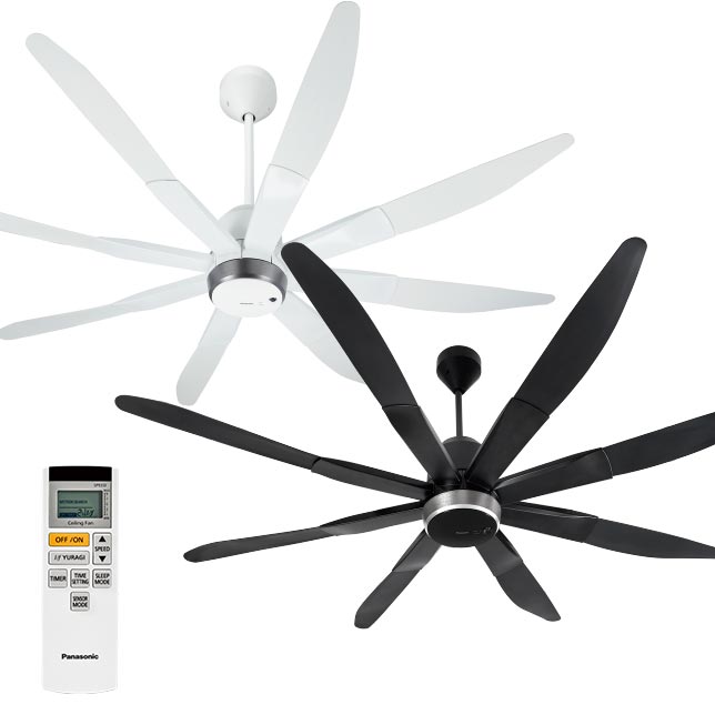 Quạt trần Panasonic F 80ZBR 8 cánh đen điều khiển