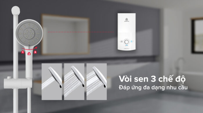 Voi sen 3 che do May nuoc nong truc tiep ARISTON AURES PREMIUM 4.5P co bom 4500w