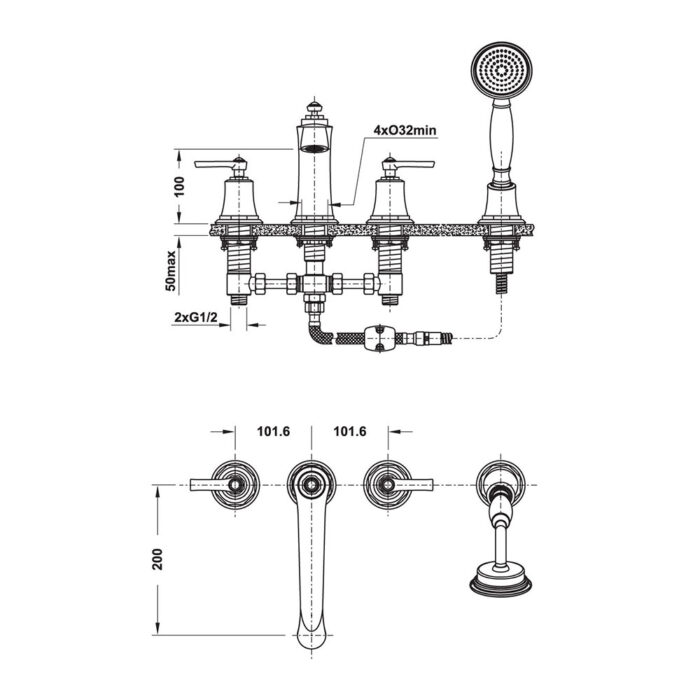 Voi sen xa bon tam HAFELE KYOTO 589.35.004 589.35.034 589.35.064 589.35.094 4 lo 2 1