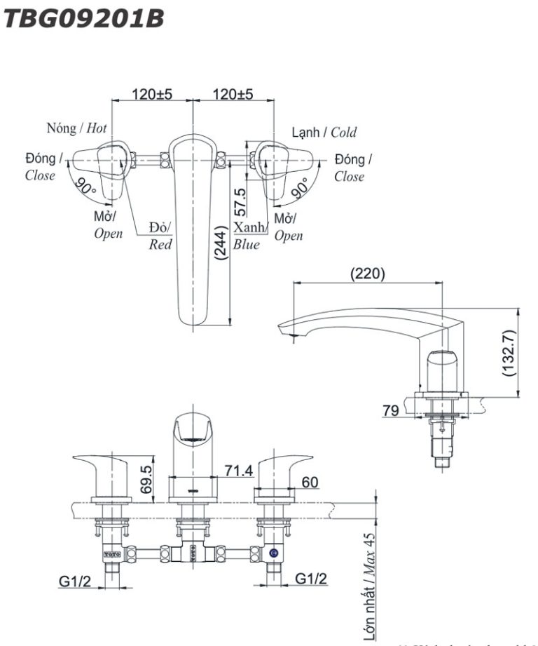 Voi sen xa bon tam TOTO TBG09201B gan bon 3 lo