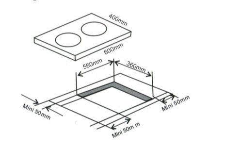 Bản vẽ kích thước Bếp từ đôi ARBER AB-EI604 ABEI604