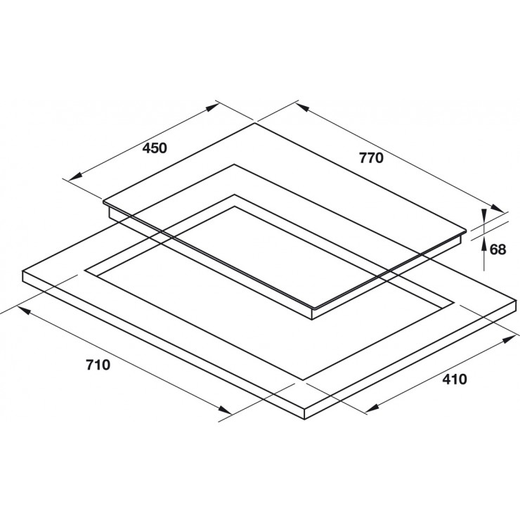 Bản vẽ kích thước Bếp từ kết hợp hồng ngoại ba HAFELE HC-M773D 536.61.705
