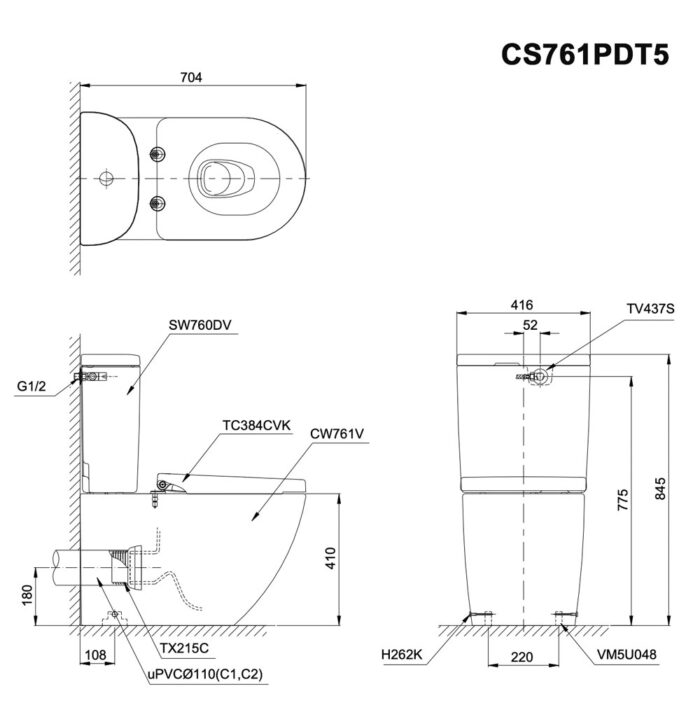 ban ve bon cau 2 khoi toto cs761pdt5 nap em tc384cvk