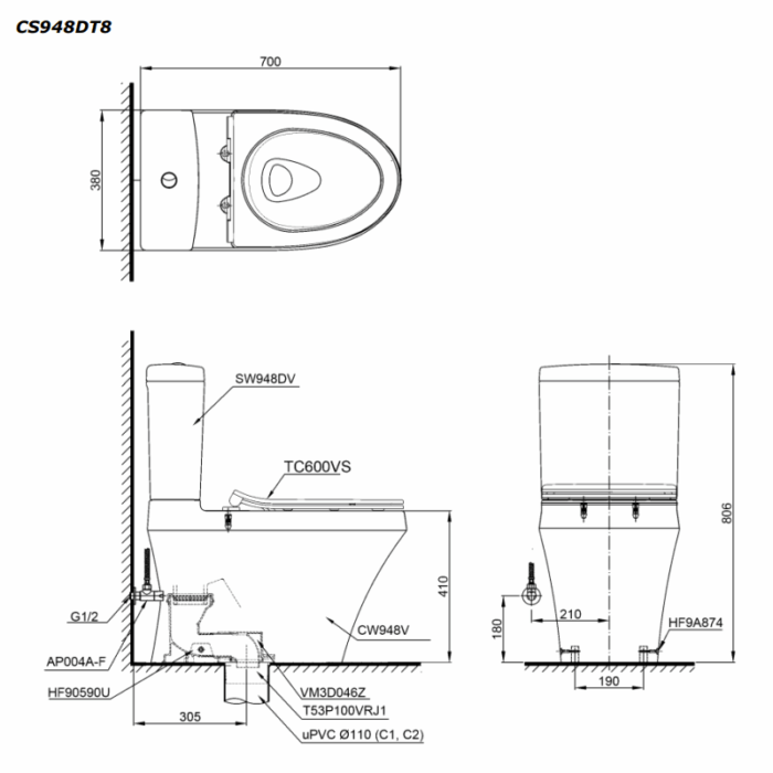 ban ve bon cau 2 khoi toto cs948dt8 nap em tc600vs
