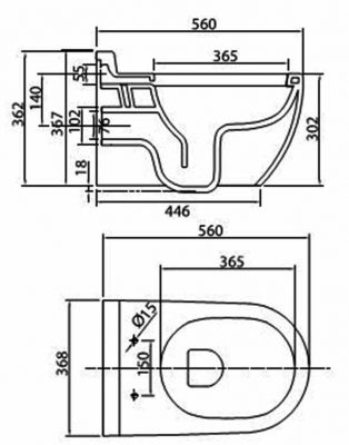 Bản vẽ kĩ thuật Bồn cầu treo tường VIGLACERA V51KA nắp êm
