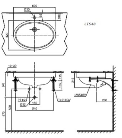 ban ve bon rua mat lavabo toto lt548