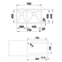 ban ve chau rua bat hafele blanco inox quatrus r15 435 285 iu 57027179